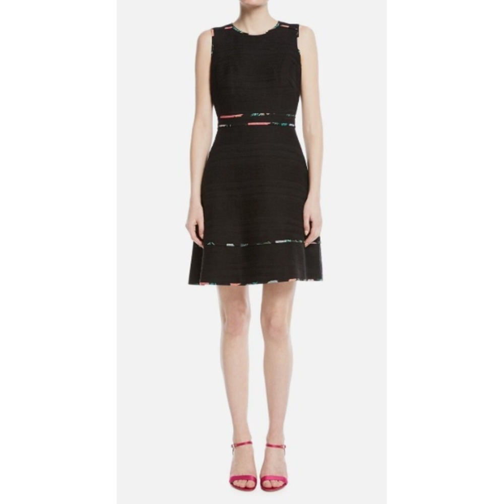 Kate Spade Blossom Trim Tweed Dress Black A-Line Size 0 Coquette Classic Preppy
